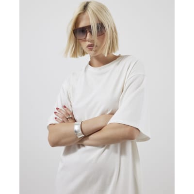 White Mesh Hybrid T-shirt Midi Dress