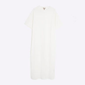 White Mesh Hybrid T-shirt Midi Dress