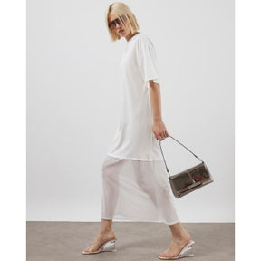White Mesh Hybrid T-shirt Midi Dress
