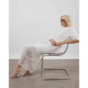 White Mesh Hybrid T-shirt Midi Dress