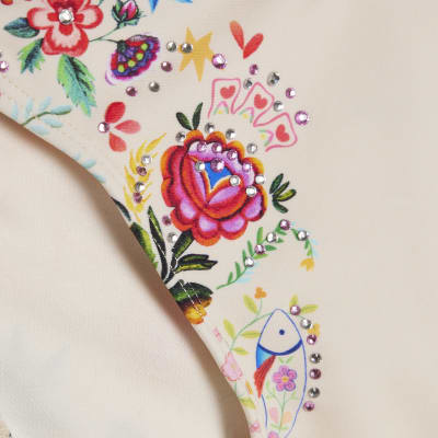 White Mexicana Floral Print Bikini Bottoms