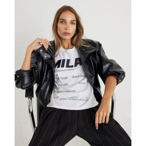 White Milan Editor Text T-shirt