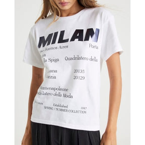 White Milan Editor Text T-shirt