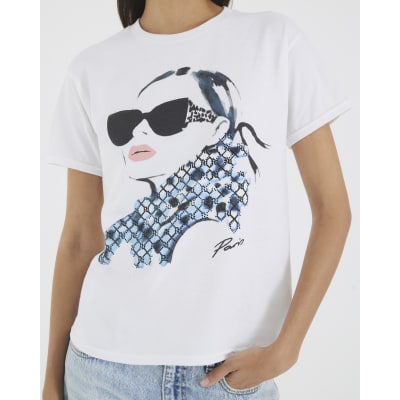 White Monogram Face T-Shirt