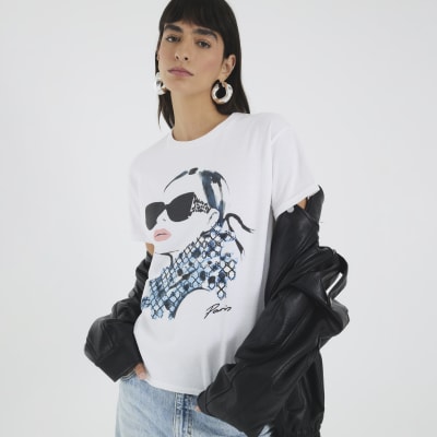 White Monogram Face T-Shirt