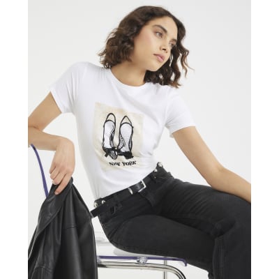 White New York Heels T-shirt