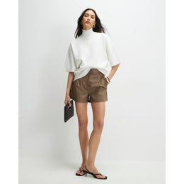 White Oversized Knitted High Neck Top