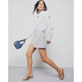 White Pearl Detail Long Sleeve Shirt