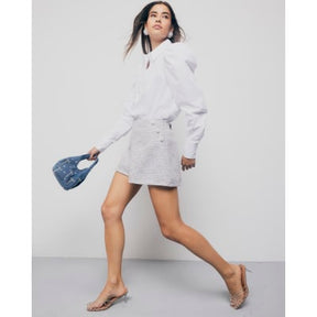 White Pearl Detail Long Sleeve Shirt