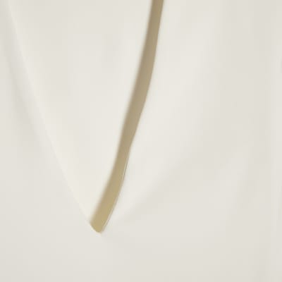 White Plunge Neckline Long Sleeve Bodysuit