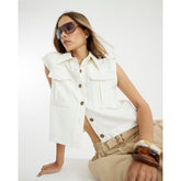 White Pocket Utility Sleeveless Shirt