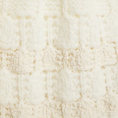 White Pointelle Knitted Bow Back Jumper