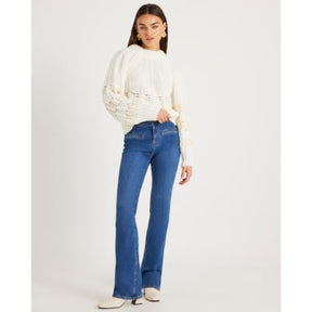 White Pointelle Knitted Bow Back Jumper