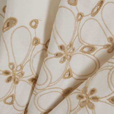 White Poplin Broderie Hem Shirt
