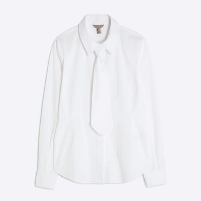 White Poplin Shirt With Tie