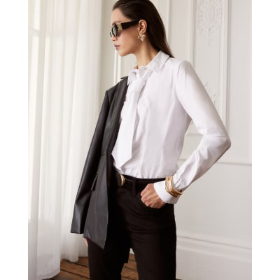 White Poplin Shirt With Tie