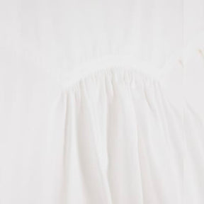 White Poplin Short Sleeve Smock Top