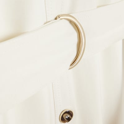 White Premium Midi Utility Shirt Dress