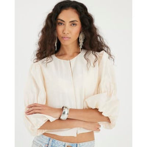 White Puff Sleeve Shacket Top