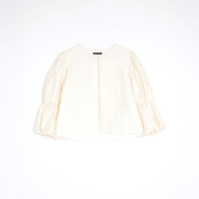 White Puff Sleeve Shacket Top