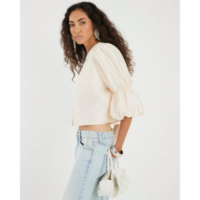 White Puff Sleeve Shacket Top