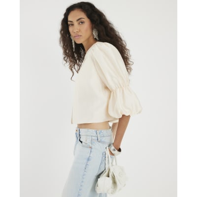 White Puff Sleeve Shacket Top