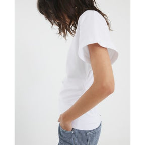 White Ruched Side Kimono Sleeve T-shirt
