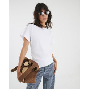 White Ruched Side Kimono Sleeve T-shirt