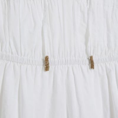 White Ruffle Sleeve Lace Dress