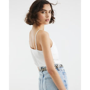White Satin Cowl Neck Cami Top