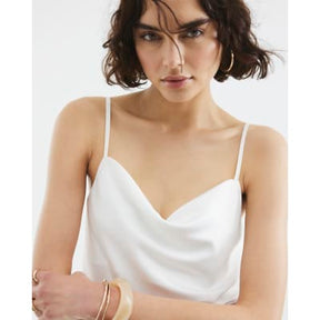 White Satin Cowl Neck Cami Top