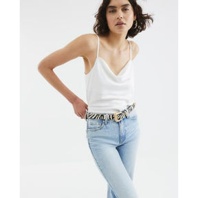 White Satin Cowl Neck Cami Top