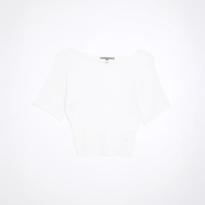 White Sequin Knit Top