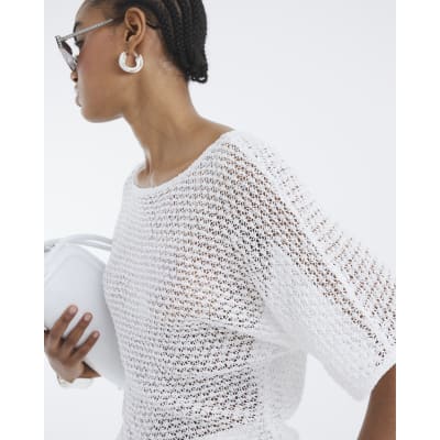 White Sequin Knit Top