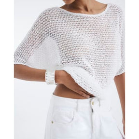 White Sequin Knit Top