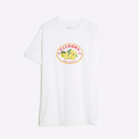 White Short Sleeve Beaded Lemon T-shirt
