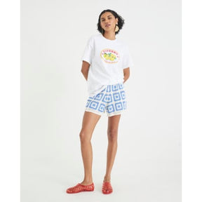 White Short Sleeve Beaded Lemon T-shirt