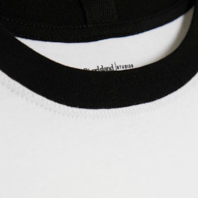 White Short Sleeve Contrast Trim Top