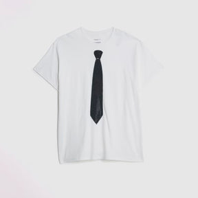 White Short Sleeve Diamante Tie T-shirt