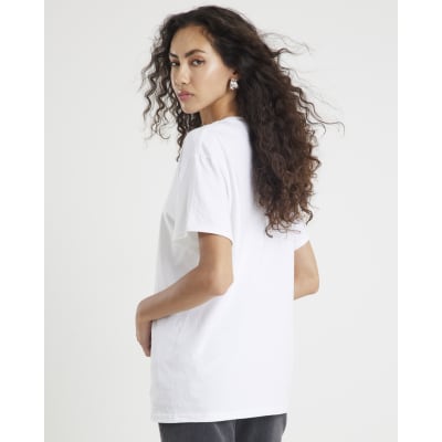 White Short Sleeve Diamante Tie T-shirt