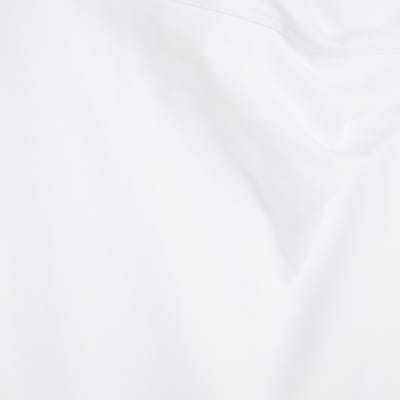 White Short Sleeve Drape Side Midi Dress