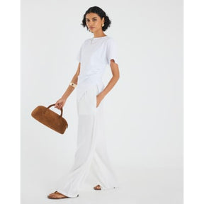 White Short Sleeve Drape Side T-shirt