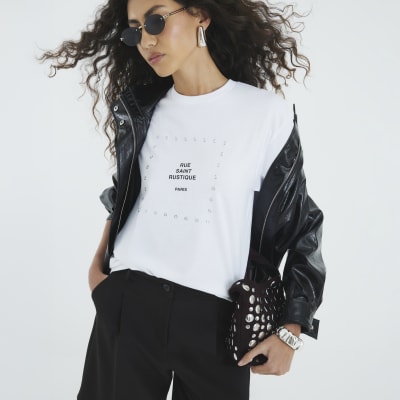 White Short Sleeve Eyelet T-Shirt