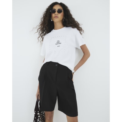 White Short Sleeve Eyelet T-Shirt