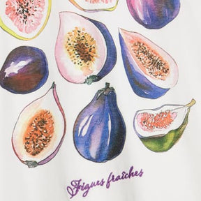 White Short Sleeve Fig Print T-shirt