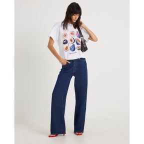 White Short Sleeve Fig Print T-shirt