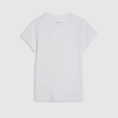 White Short Sleeve Fitted Ribbed T-shirt