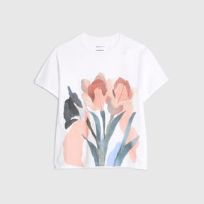 White Short Sleeve Flower T-shirt
