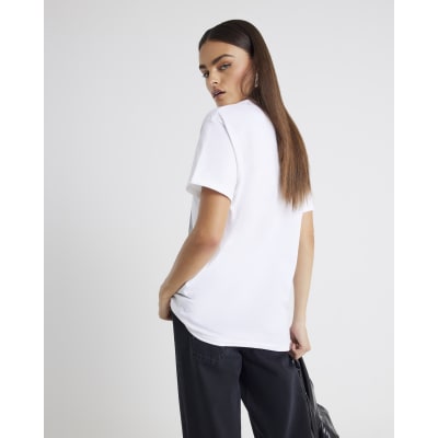 White Short Sleeve Glitter Cami Paris T-shirt
