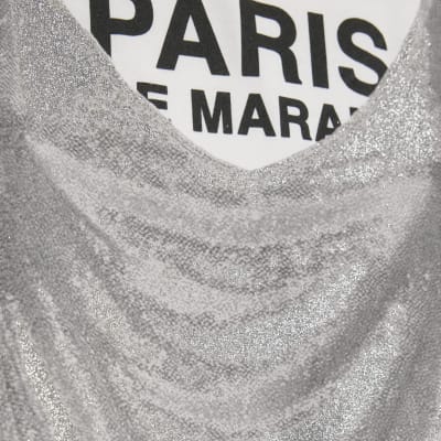 White Short Sleeve Glitter Cami Paris T-shirt